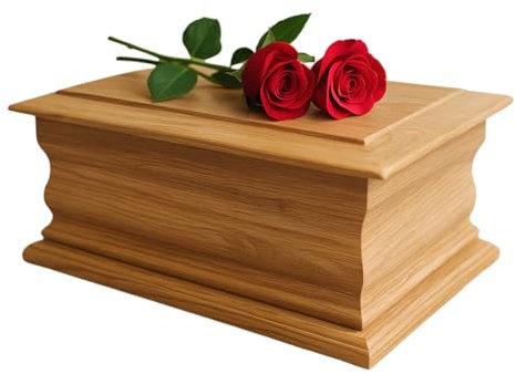 Serenity Urns Double adult Genuine Oak Ashes Casket Urn - High Gloss Finish Ashes Cremation Casket Urn for 2 Adults - Sustainable Wood - 40cm x 26cm x 13cm