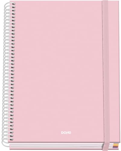 Dohe - Kariertes A5-Heft - 100 Blatt, 90 g/m² Stärke, Größe 16,2x21 cm, Hardcover, Ringverschluss und Gummiband, 5 mm Karos, Schulmaterial - SERENITY Rosa