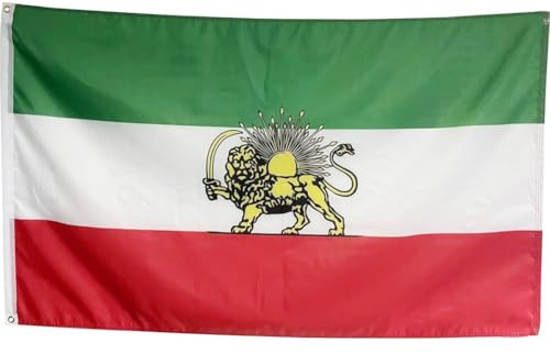 Uzztfa Alte Historische Persische Iran-Flagge Löwensonne, Messingösen Für Einfaches Präsentieren, Iranische Persien-löwensonnenkronen-flaggenbanner Für Garten, Außen- Und Innenbereich