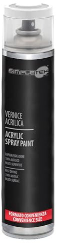 SIMPLETEK - Bomboletta Spray Vernice Smalto Lucido Bianca Universale Interni Esterni 600 ml V600PAST.3 RAL 9010 (1 pezzo)