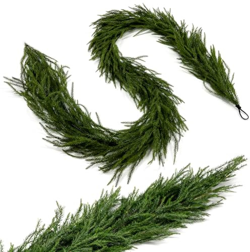 Umllpet Künstliche Weihnachtsgirlande, 180 cm Zedern Girlande, Kieferngirlande, Weihnachten Dekoration, Grüne künstliche Grüngirlande für Tischsims Wand Kamin für Innen Draußen