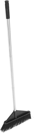 DECORNIJIA Stiff Bristle Cleaning Broom for Home and Long Handle Outdoor Sweeper Heavy Duty Broom Black Stiff Bristles Reusable Cleaning Tool for Garbage Sweeping and Patio Cleaner