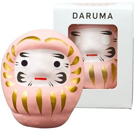 DAYASA Daruma Figur - japanischer Glücksbringer 6,5 cm | Pappmache | Glückbsringer für Liebe und Beziehungen (Rosa)