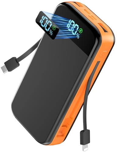 56800mAh& PD35W Portable Charger, Power Bank Large Battery Pack, Fast Charging Phone Charger USB-C Input/Output, 5 Charging Ports and Built-in Dual Cables for Phone/tablet