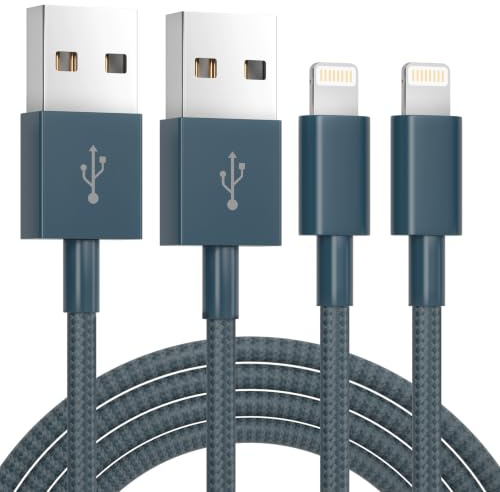 iPhone Charger Cable 1M [Apple MFi Certified] Lightning to USB Cable Lead 3 Foot, 2.4A Fast Charging Cable for iPhone 14 13 12 11 Pro Max XS XR X 8 7 6 Plus 5, iPad and iPod (navy blue, 1M 2PACK)
