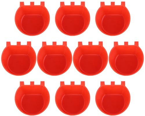 Comedero de Jaula de Polietileno para Aves, 10 Piezas, Rojo | Tolvas y Cuencos de Alimentación, Ligero, Anti-salpicaduras, Resistencia al Desgaste Mordisco