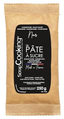 SCRAP COOKING - Sachet Pâte à Sucre Noire - Pour Pâtisseries, Gâteaux, Desserts - 7225 - 250g