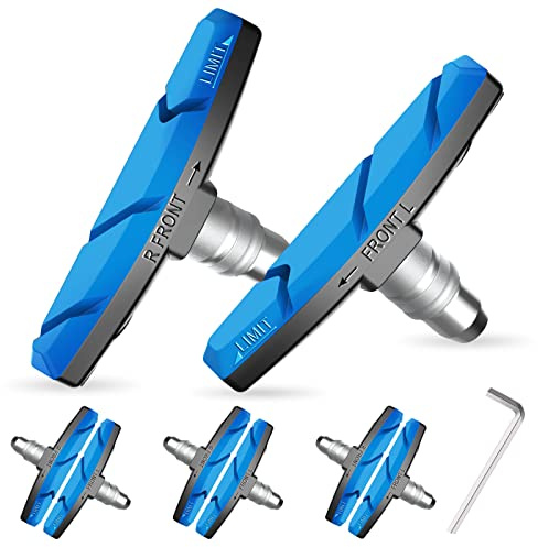 Alritz - 3 Pairs V Brake Pads Set for Road Bike Mountain Bike with Hex Nut and Thicknesses, No Noise, 70mm for Front and Rear Wheel