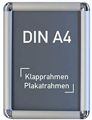 Warenfux24 (DIN A4) Aluminium Klapprahmen runde Ecken Silber, Alu Rahmen, Plakatrahmen, Ladeneinrichtung, Wechselrahmen, 240 x 325 mm
