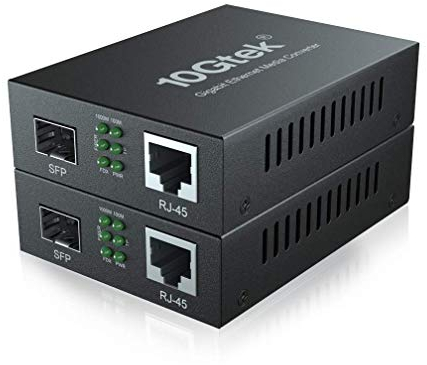 10Gtek® [2 Stück Gigabit Ethernet Medienkonverter, Open SFP Slot, Ohne SFP Transceiver