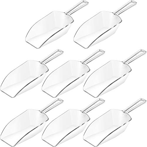 Lot de 8 pelles de cuisine en plastique transparent multi-usages pour mariage, bonbons, desserts, poudres de protéines, crème glacée, café, thé (16,5 cm)