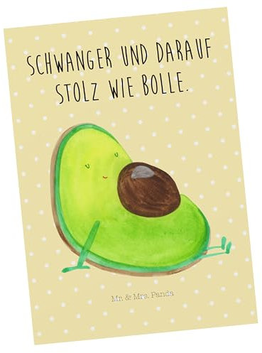 Mr. & Mrs. Panda Postkarte Avocado Schwangerschaft - Geschenk, große Liebe, Vegan, Veggie, Liebe, Dankeskarte, Gesund, Einladungskarten Geburtstag,