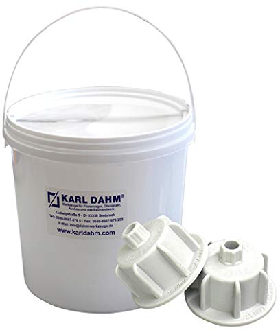 Karl Dahm Zughauben Set grau für Fliesenstärke bis 20 mm, 50 Stück + Eimer – Geeignet für Levelmac Fliesen-Nivelliersystem I Fliesen-Legen mit professioneller Fliesen Verlegehilfe I 12510