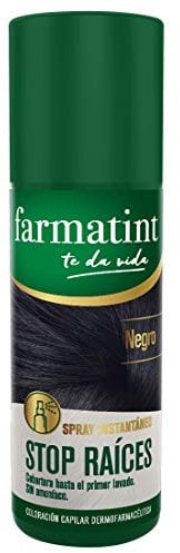 Farmatint Spray instantáneo capilar Stop Raíces, color negro - 75 ml, Negro