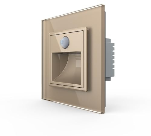 LIVOLO Treppenbeleuchtung Bewegunsmelder Glasrahmen Blende Glas Treppe Treppenhaus Flur Diele Badezimmer VL-C7-TBW-13 Gold (Treppenbeleuchtung Gold VL-C7-TBW-13-SR-13)