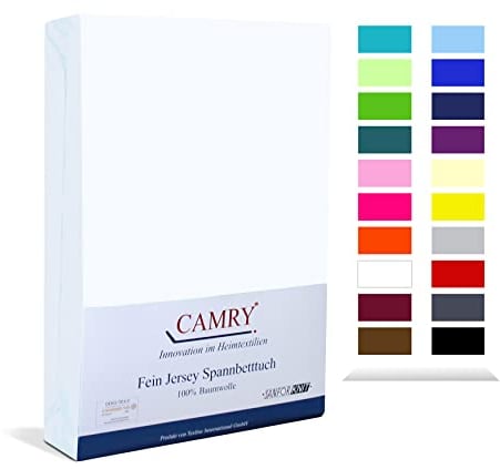 Camry Spannbettlaken Topper 180x200cm Weiss Baumwolle Bettlaken Jersey Spannbetttuch Oeko-Tex 100