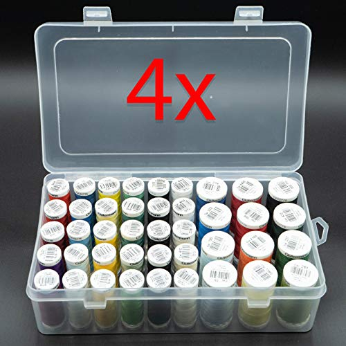4er Set Nähfadenbox für Nähgarn - praktische Garnboxen/Aufbewahrungsboxen zum Aufbewahren von Garnspulen, Fadenspulen und Nähfaden - bis zu 168 Spulen ordentlich verstaut in vier Boxen!