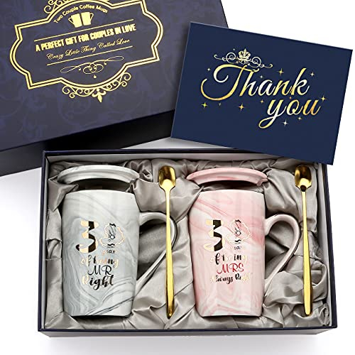 30 Years of Being Mr Right and Mrs Always Right Wedding G-i-f-t-s for Couple Parents Grandparents-Ceramic Coffee Cup Christmas Mugs Set, Anniversary G-i-f-ts for Him - His and Hers Gifts(14oz)