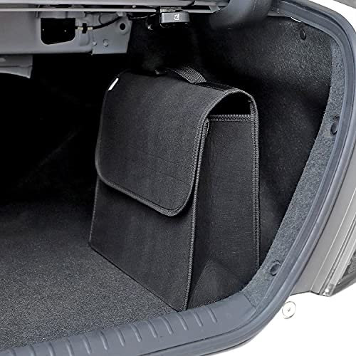 Vinsani Car Organiser Bag - Anti Slip Foldable Storage Case Tool Bag - Carpet Solution Interior Declutter Boot Tidy - Suitable for All Vehicles - Black Medium