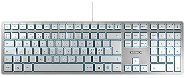 CHERRY KC 6000 SLIM, Ultraflache Design-Tastatur, Pan-Nordisches Layout (QWERTY), Kabelgebunden (USB-A Anschluss), Leise Tasten, Langlebige Beschriftung, Silber