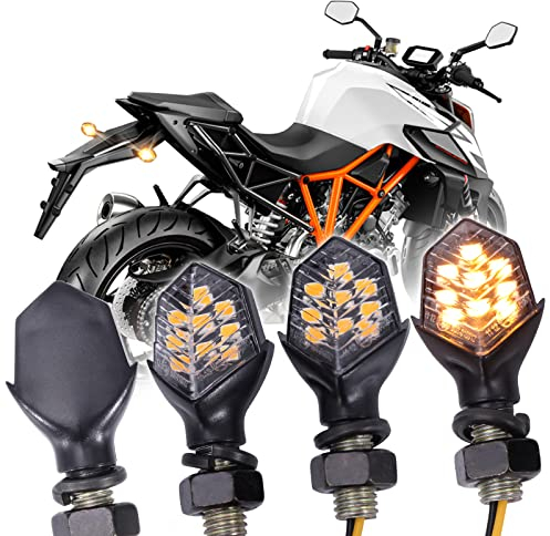 JMTBNO 4Pcs LED Motorrad Blinker 12V 9 LED Universal 2835 SMD Mini Wasserdicht M8 E-geprüft für Motocross Fahrrad Roller Quad Off-road