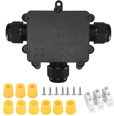IP68 Waterproof Junction Box, 3-Way Outdoor Electrical Connectors, External Sleeve Protection Box, Cable Wire Connector for 3-8mm & 9-14m Waterproof Electrical Junction Boxes