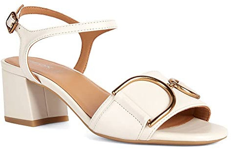 Geox Fille New Eraklia 50 Racine Accueil Femme Sandales-et-nu-pieds, Blanc Cassé, 40 EU