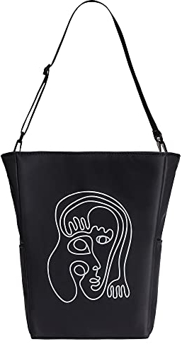 Bellochi Growing in style Maula Art Bag Damen Umhängetasche - Tasche Laptop - Laptoptasche - Groß Handtaschen zum umhängen - Women Shopper Bag XXL - Gross Tote Bag - GAIA - Schwarz
