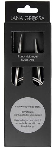 Lana Grossa Rundstricknadel Edelstahl | glatte Oberfläche | langlebig & robust | verschiedene Größen | ideal für hautsensibles, komfortables Stricken, 60/8,0
