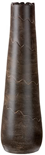 GILDE Vase en céramique Wave XL - Étanche Hauteur 60 cm Marron - Décoration Salon - Fabrication européenne