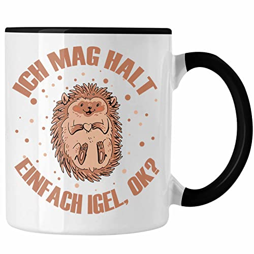 Trendation - Igel Tasse - Tolles Geschenk für Igel-Liebhaber (Schwarz)