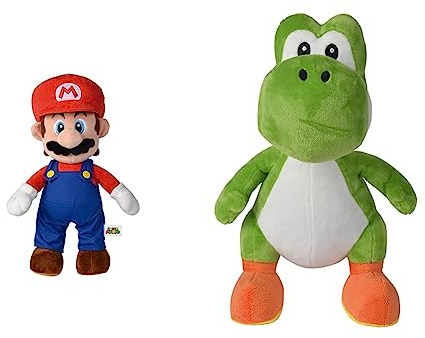 Simba 109231013 - Super Mario Plüschfigur, 50cm & 109231012 - Super Mario Yoshi Plüschfigur, 30cm