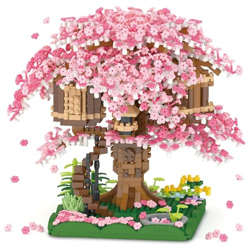 Cherry Blossom Bonsai Tree Building Set, Japanese Sakura Tree House Model Sets for Adults, 2028Pcs Mini Micro Bricks Collectible Creative Gift for Teens Girls