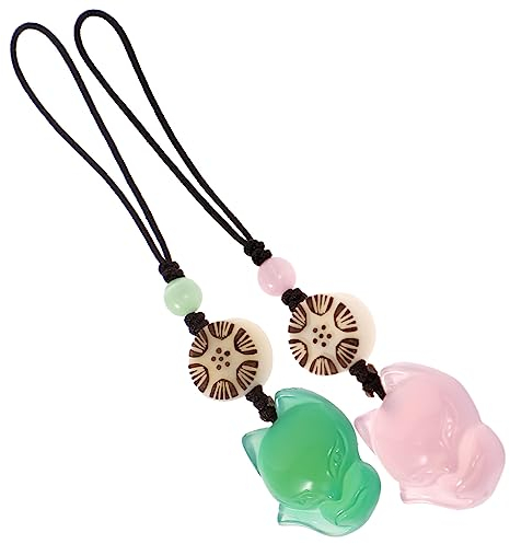 CHILDWEET 2 Stücke Achat Jade Füchse Handy Schlüsselanhänger Handytaschen Dekoration