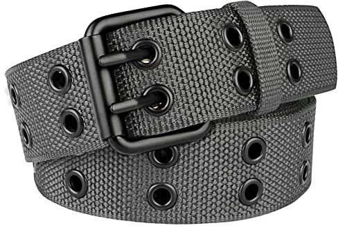 Drizzte Männer Gürtel Übergröße Stoffgürtel Herren Nietengürtel Grau 110cm