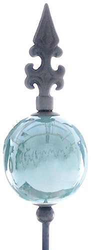 ETC dekorativer ausgefallener Gartenstecker mit hellblau (Aqua) glänzender Keramikkugel und stilisierter Lilienspitze als tolle Gartendeko