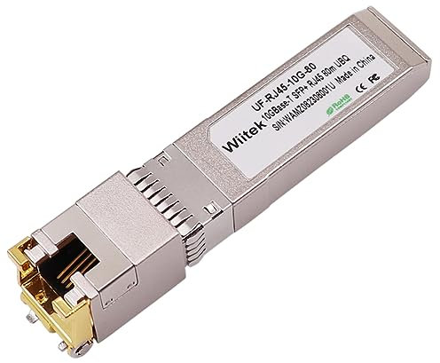 Wiitek 80M 10G SFP+ to RJ45 Module - 2.5G/5G/10GBase-T Ethernet Copper RJ45 to SFP+ Transceiver for Ubiquiti UF-RJ45-10G, Compatible with Switch/Router