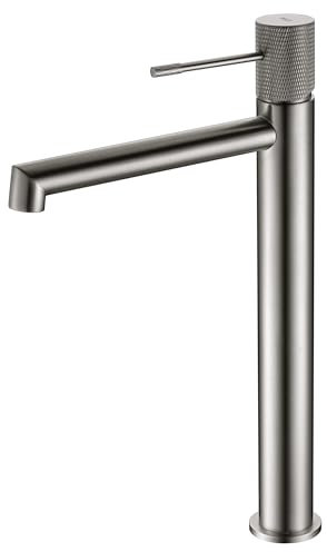 MICE - Robinet mitigeur lavabo à bec haut, robinetterie bain eau froide/chaude - Robinets de lavabo pour lavabo en nickel brossé - BDD038-3NQ