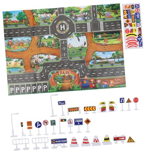 DRESSOOS 1 Satz Spielzeug-Verkehrsmatten Straßenschild Teppich Spielteppich Spielmatte Spielzeuge Verkehrsparkmatte Indoor-Verkehrsspielzeug Cosplay Karte Auto Spielen Kind