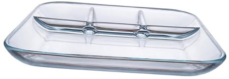 LIFKOME 1pièce Assiette Verre Transparent Résistant Chaleur Avec Compartiments Plat Carré Pour Maison Restauration Scolaire Ou Entreprise Design Pratique Et Facile à Nettoyer