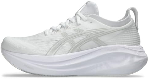 ASICS Women's Gel-Nimbus 27 Running Shoe, Weiß/Gletschergrau, 37.5 EU