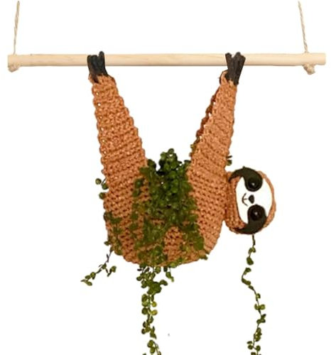 faulti-er Pflanzenaufhänger Makramee Blumenampel, Häkel Blumentopf Hängend Sukkulenten Topf Boho Deko Pflanzenaufhänger, faulti-er Dekorative Tier Leer Blumentöpfe Desktop Büro Haus Garten Dekoration