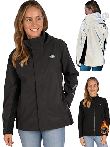 Valkental - Reflektierende & Wasserdichte 3in1 Jacke Damen [Fleece Zipp-In & Verstaubare Kapuze] Geeignet als Winterjacke, Regenjacke & Fahrradjacke - 10.000mm Wassersäule - Doppel Reißverschluss