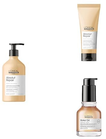 L'Oréal Professionnel Reparierendes XL-Pflegeduo für strapaziertes und trockenes Haar, Mit Quinoa, Serie Expert, Absolut Repair Shampoo 500ml & 10in1 Leave-in Öl