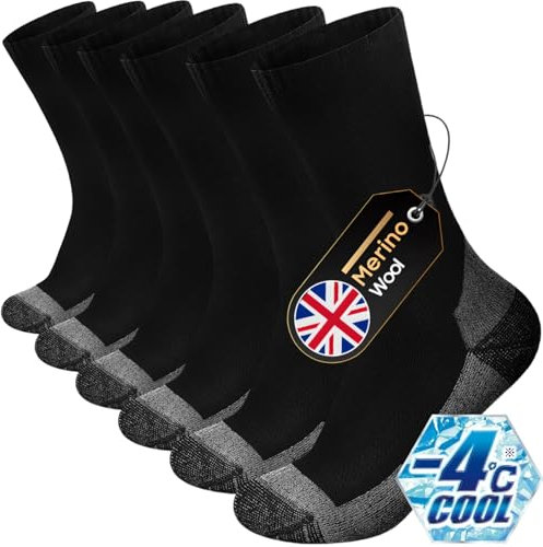 kaciixaa Merino Wandersocken Herren & Damen, Outdoor Socken Trekkingsocken, Merinowolle Sportsocken Laufsocken Sneakersocken für Herren, Damen & Kinder[Schwarz,M]