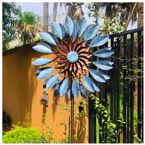 Garten Windrad 213cm Groß, Metall Windrad Garten XXL, Windrad Edelstahl Wetterfestes Gartendeko