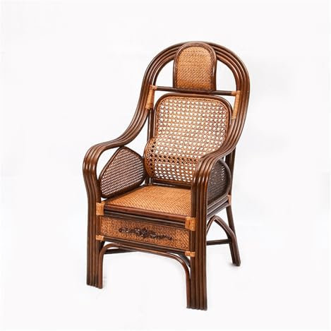 yixinzi-2024 Rattan-Akzentstuhl Restaurant-Terrassenstuhl for den Innen- und Außenbereich, Akzentstuhl, rustikaler, moderner Bauernhaus-Rattan-Esssessel Sessel(Bruin)