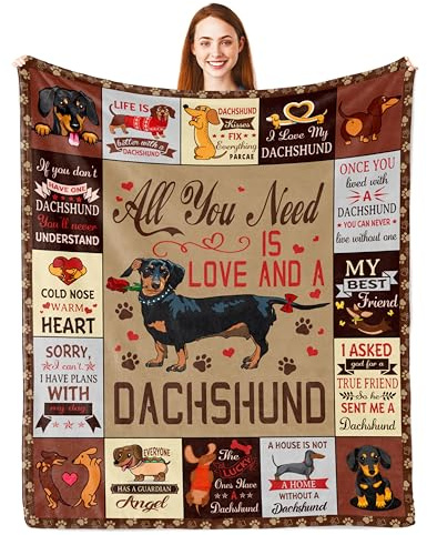 Parcae Dachshund Gifts for Women, Sausage Dog Gifts for Women, DachshundMum Lover Gifts Adults, Dachshund Throw Blanket 150X130CM