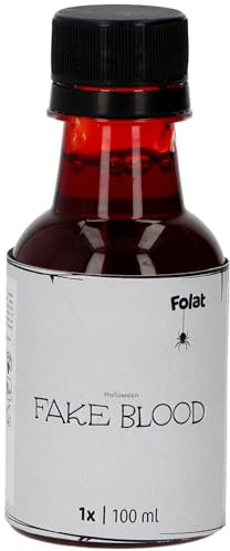 Folat 23924 Décoration-Peinture pour le visage-Faux sang-Halloween-Flacon 100 ml, Rouge