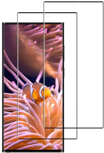 Protector de Pantalla para Samsung Galaxy S23 Ultra, Cristal Templado Dureza 9H, Vidrio Templado 3D Cobertura Completa, Anti Arañazos HD Protección Film, Sin Burbujas - 2 Piezas